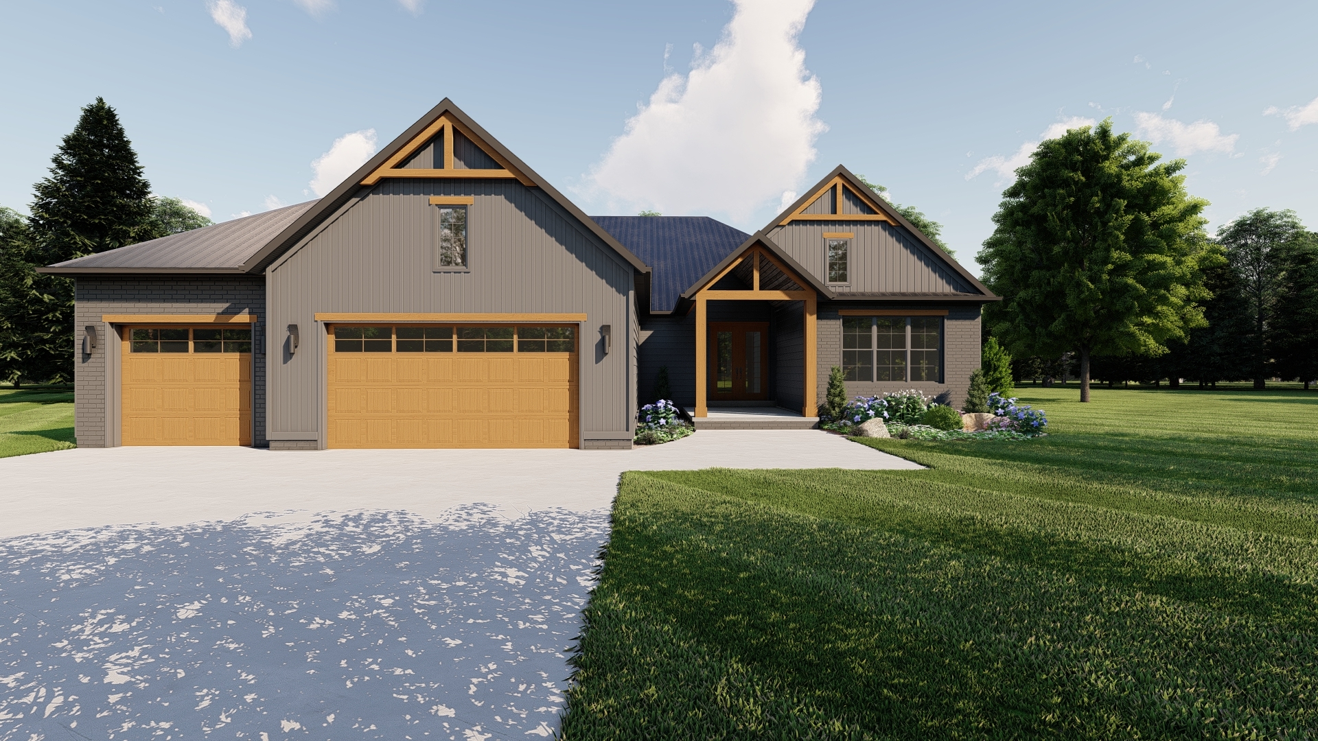 Nicklaus modern farmhouse house plan exterior design, 3 bed 2.5 bath 2554 sq ft